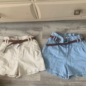Zara belted 2 pairs PAperbag shorts usa size 8 NEW NWOT